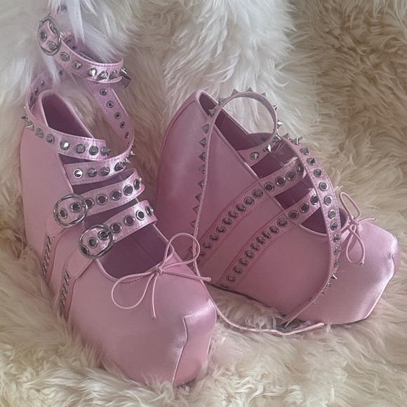 Sugar Thrillz Shoes - Sugar Thrillz Sweet Sonata Pink Platform Ballet Heels